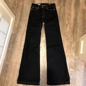 Dark wash flare denim