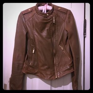 Zara Brown Leather Jacket **real leather**