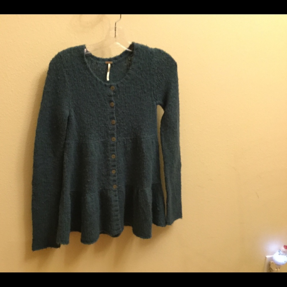 Free People Swingy teal sweater