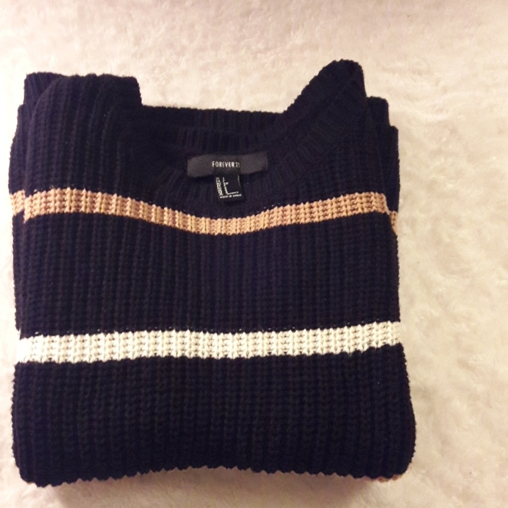 Forever 21 dark blue, white, and tan sweater