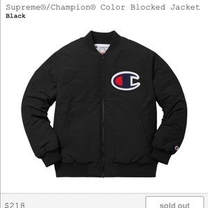 SUPREME X CHAMPION COLOR BLOCKED JACKET BLACK LG