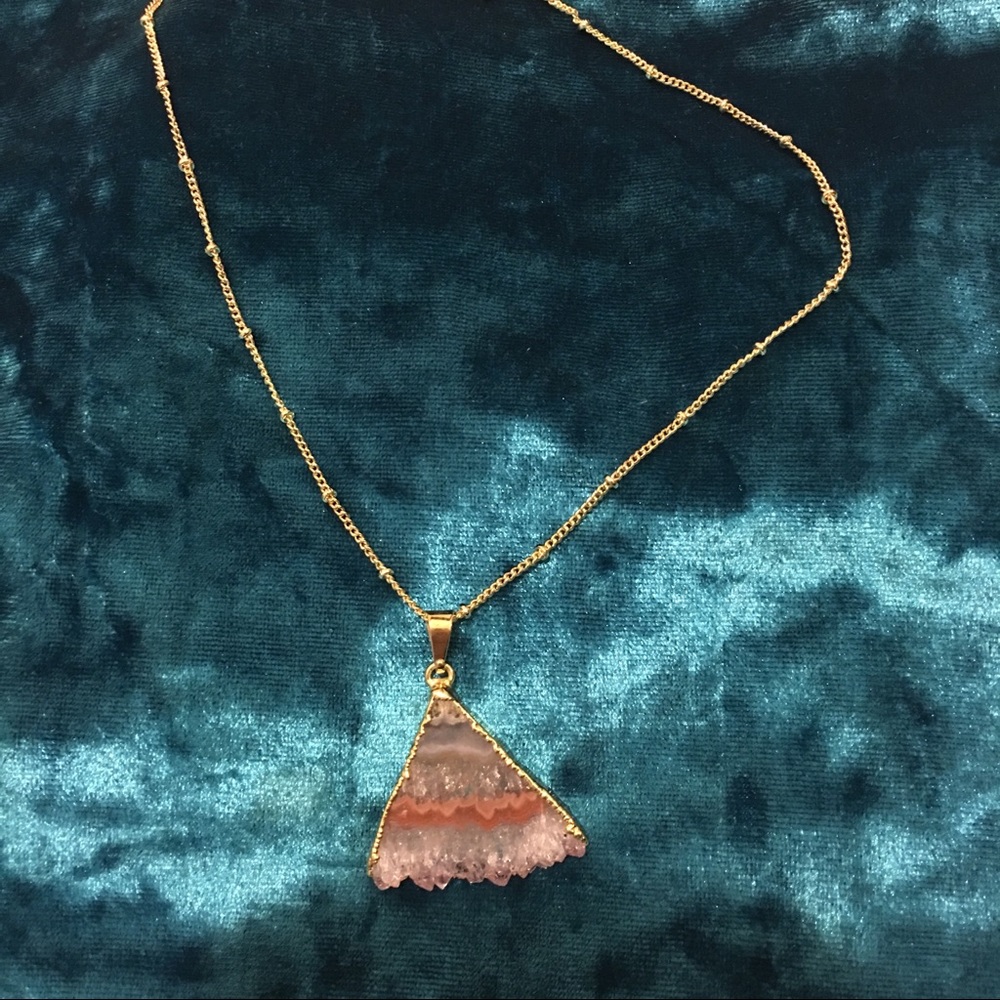 Kim Yeezy Inspired Crystal Necklace Gold Triangle