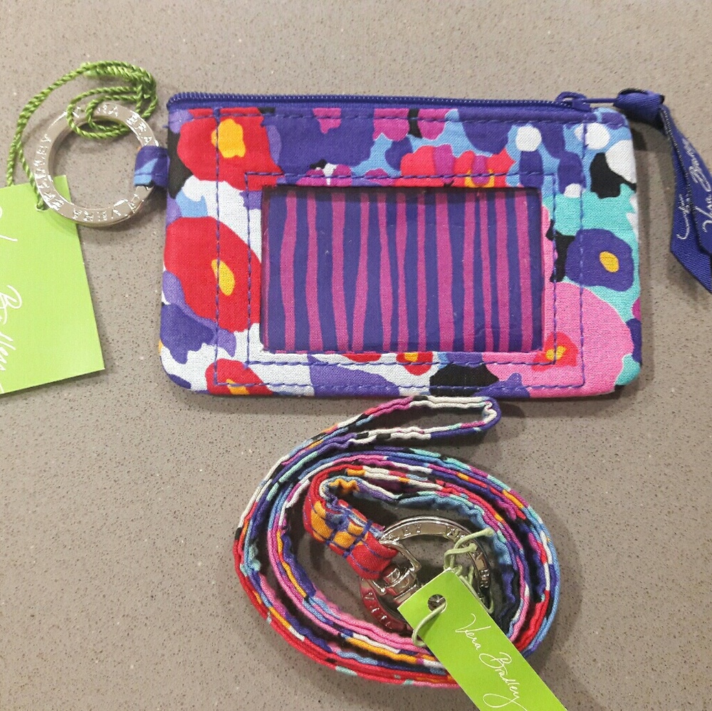 Vera Bradley Zip ID Case Lanyard Set NwT