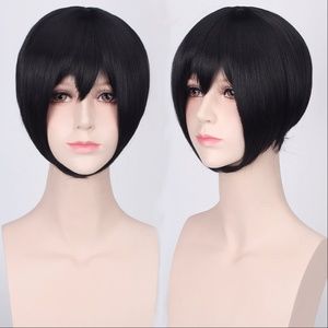 Short Black Face-Framing Anime Cosplay Wig, NEW!
