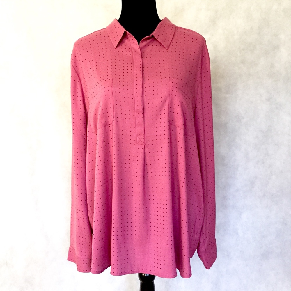 NWT LOFT Dk Mauve Polkadot Henley Popover Tunic