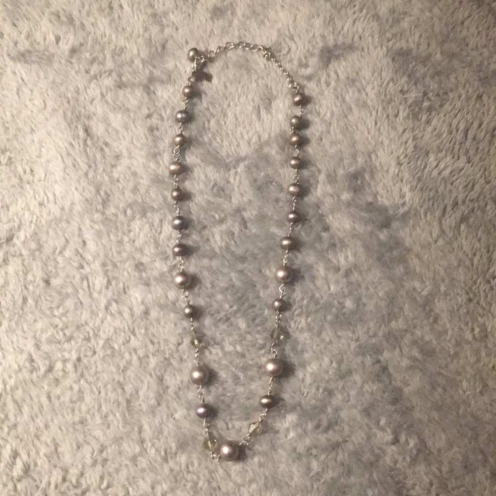 •• Black/Grey Pearl/Crystal Necklace ••