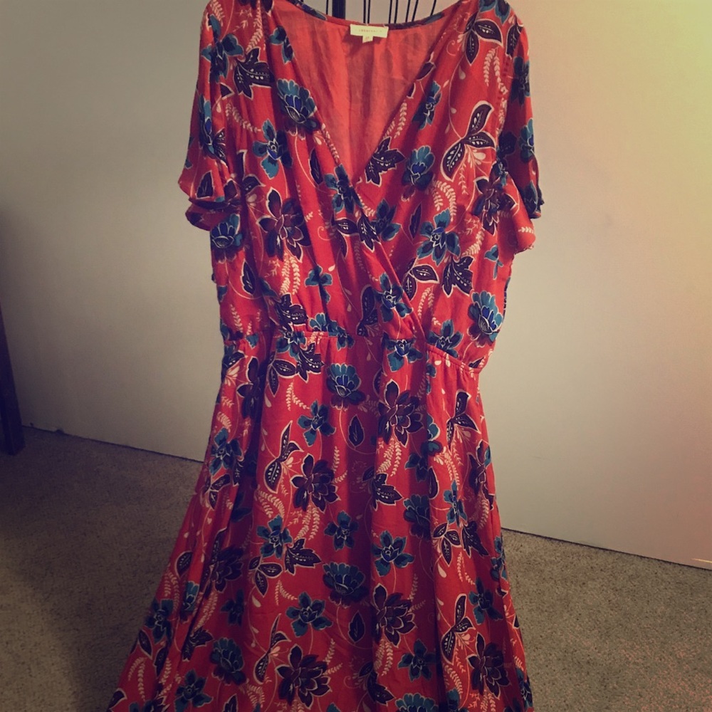 Crescent Faux Wrap Maxi Dress - 2X