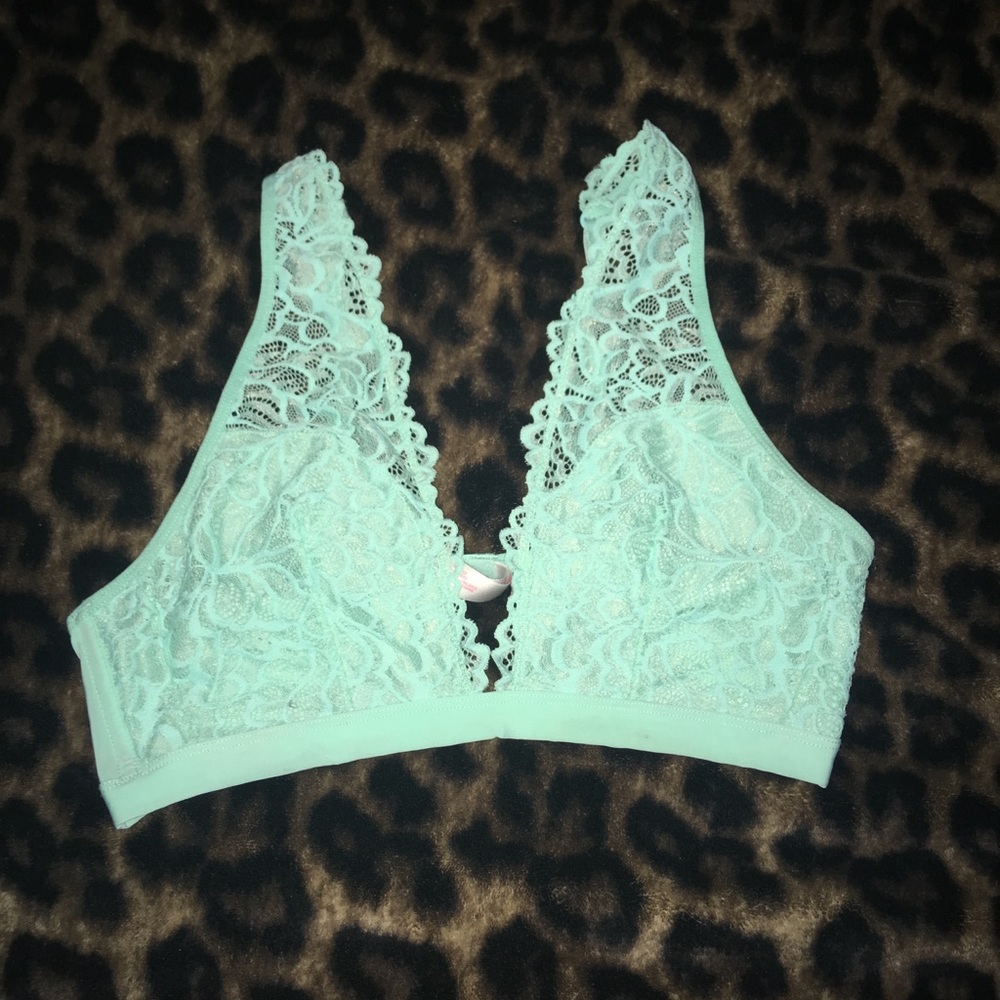 Turquoise blue lace bralette