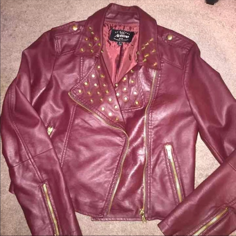 Burgundy Pleather Jacket