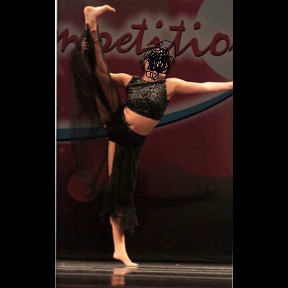 Dance costume lyrical/contemporary 2 pc black