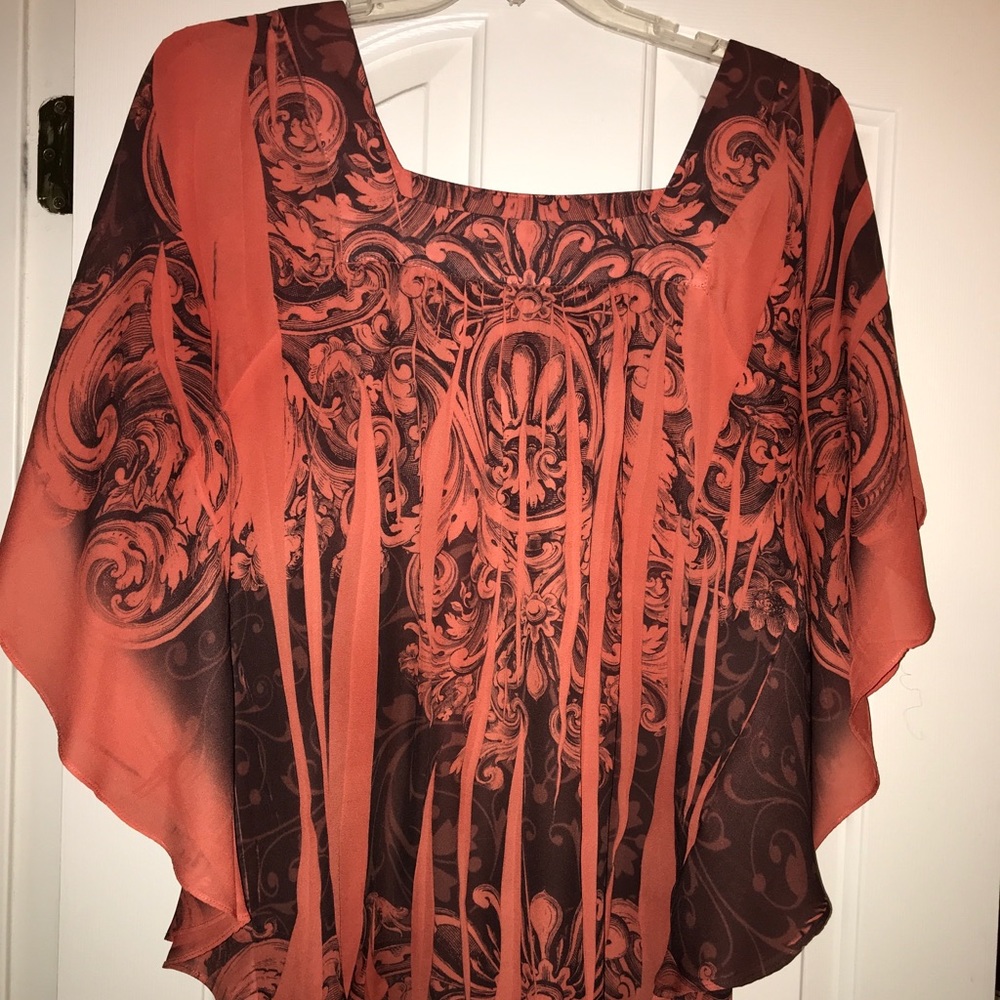 Orange and black flowing blouse (Make an Offer)