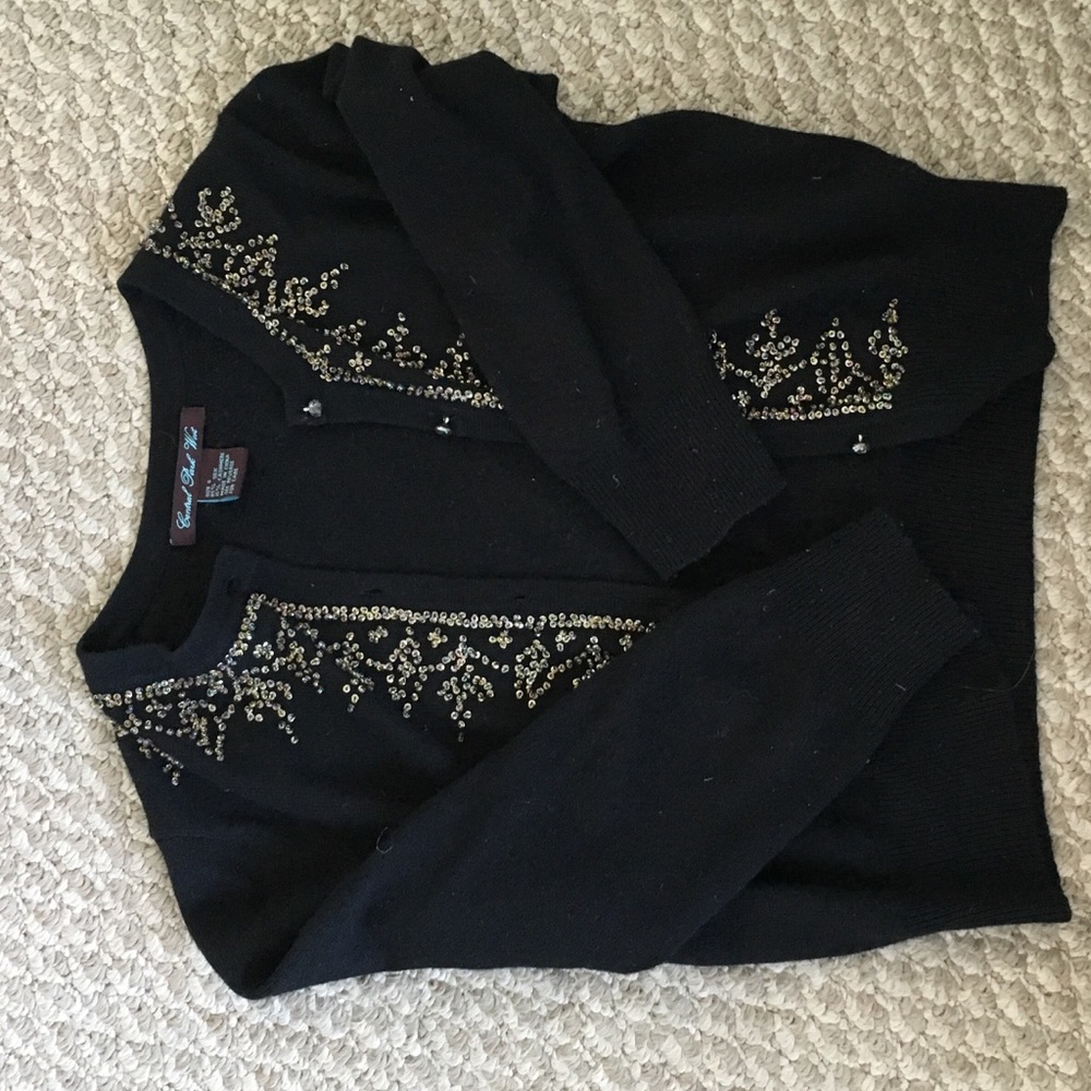 Beaded silk and cashmere cropped sweater