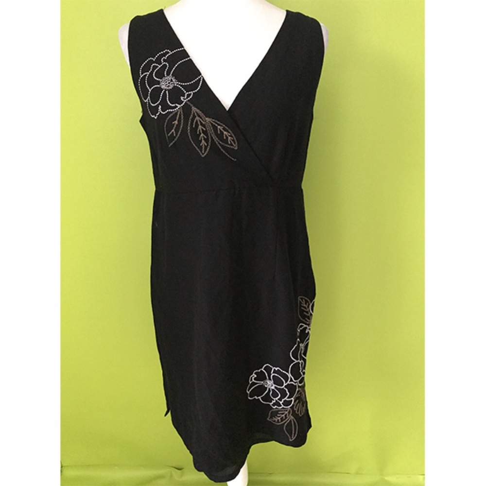 Kenar Floral Bead Embroidery Accent Black Dress 6