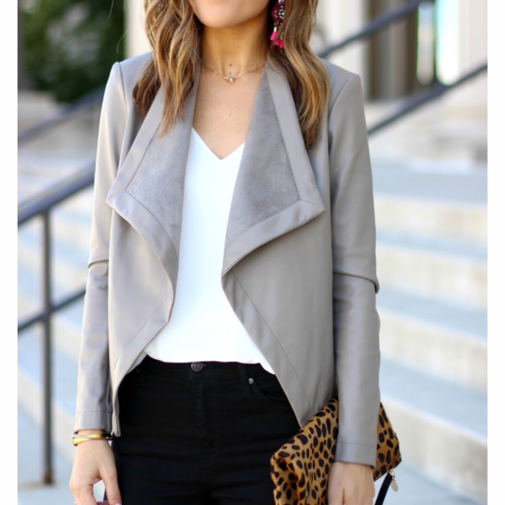 Bbdakota NWT faux leather drape front jacket