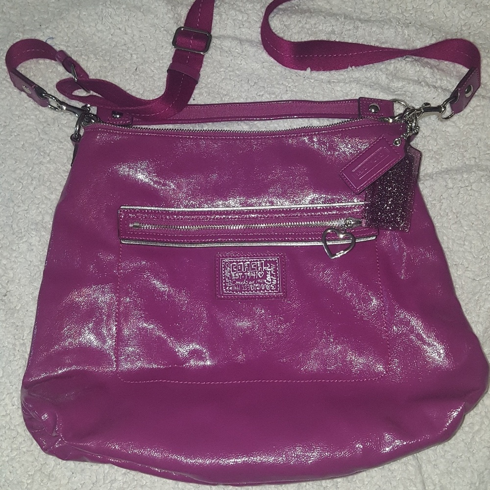 Authentic Fuschia Coach Poppy Slim Handbag