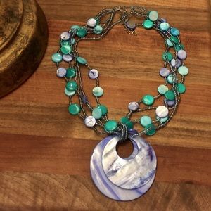 Boho Beaded & Shell Pendant Necklace