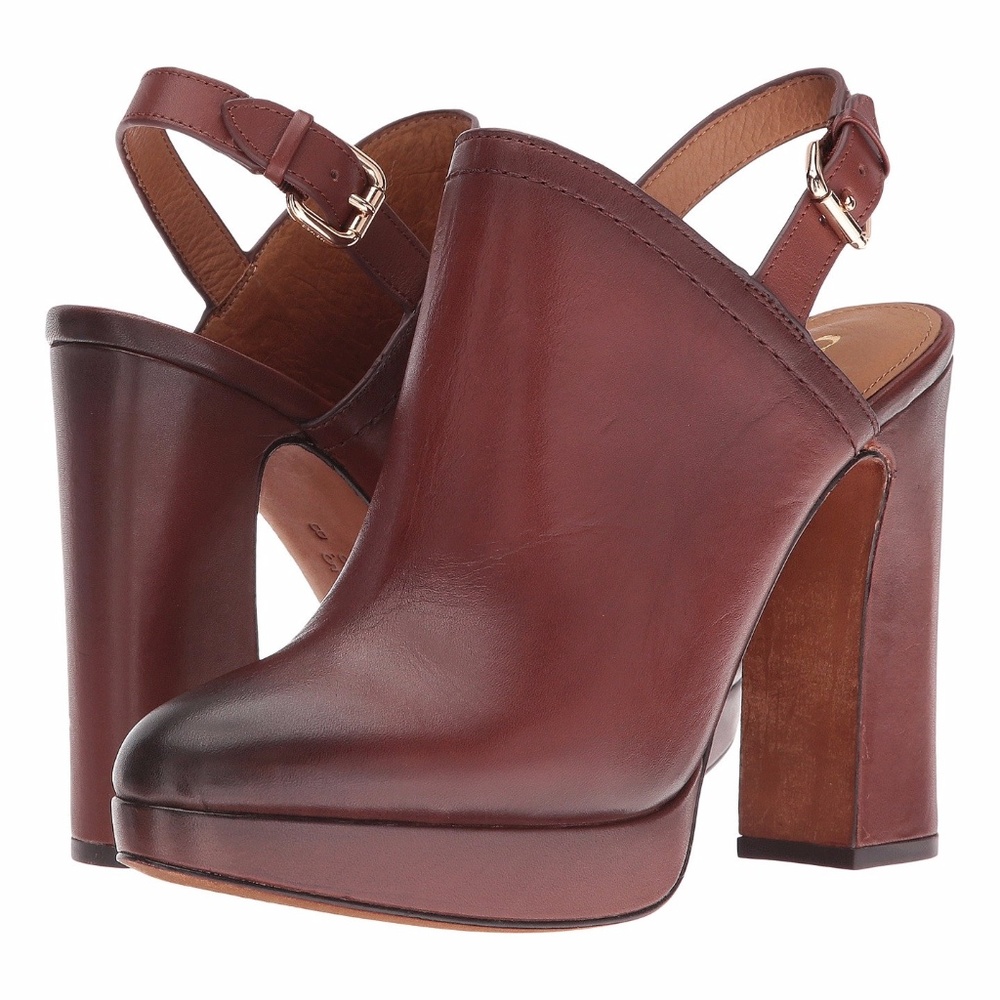 COACH Carmine Block-Heel Slingback Mules 8.5 Brown - Picture 1 of 5