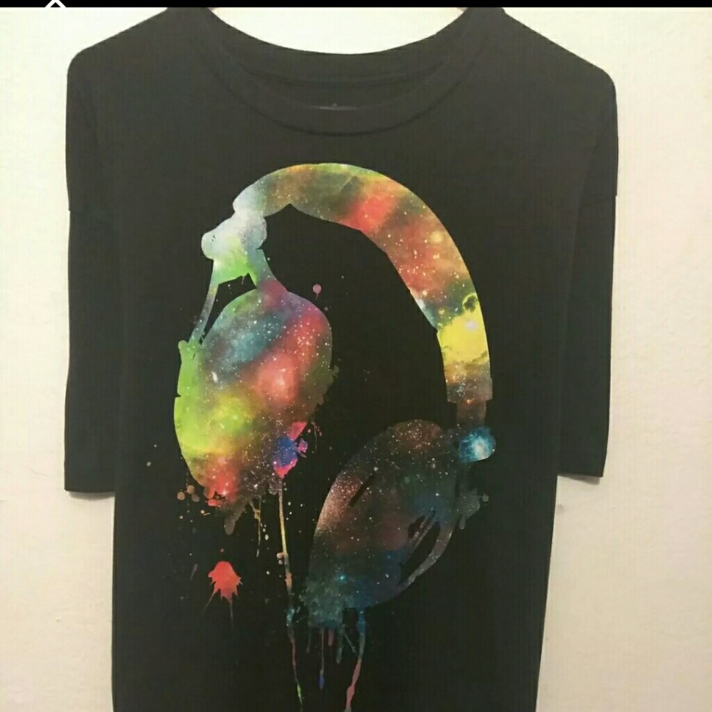 Graffiti Headphones Mens Size Large Polo T Shirt