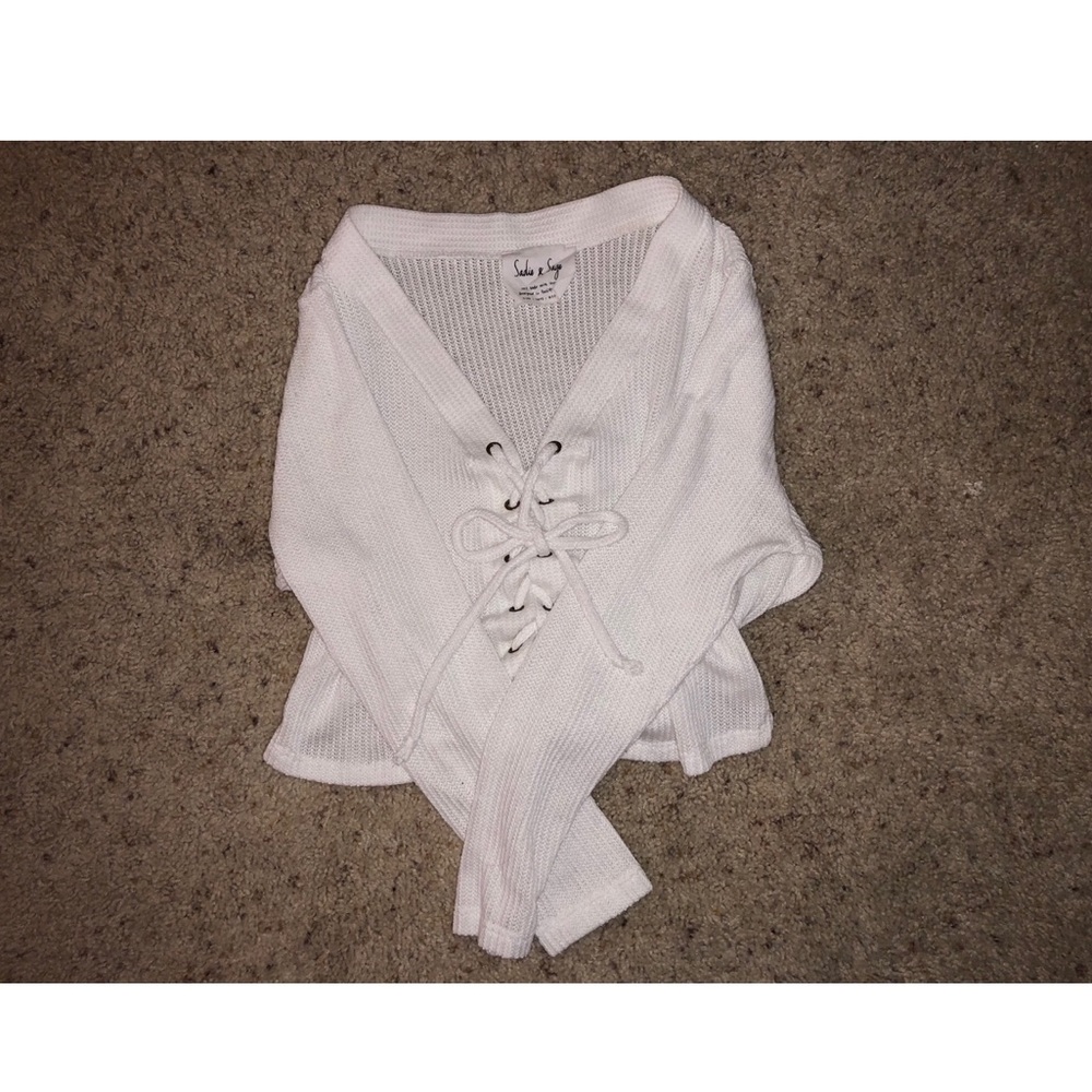 Lace Up Crop Sweater