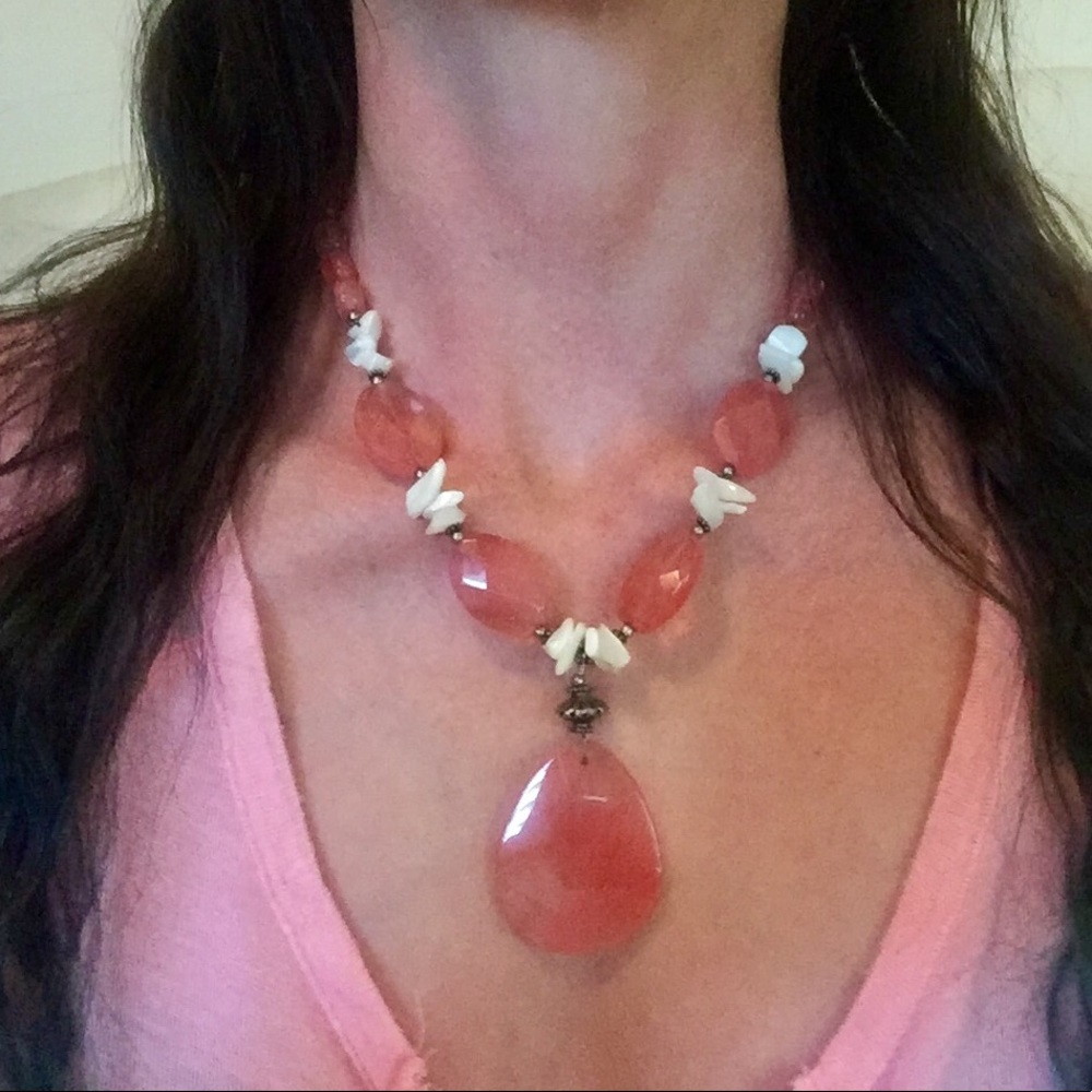 Pink Boho Statement Necklace & Pendant