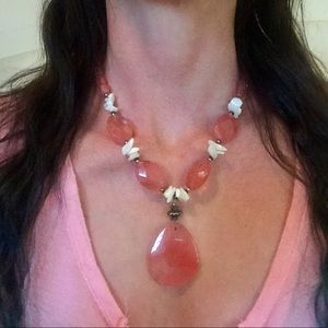 Pink Boho Statement Necklace & Pendant