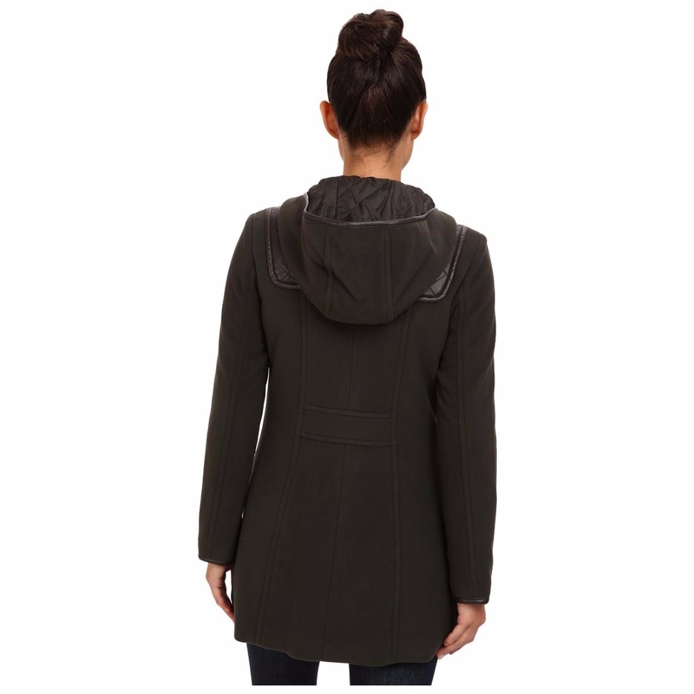 Cole Haan Hooded Duffle Quilted Yoke Coat - Picture 3 of 6
