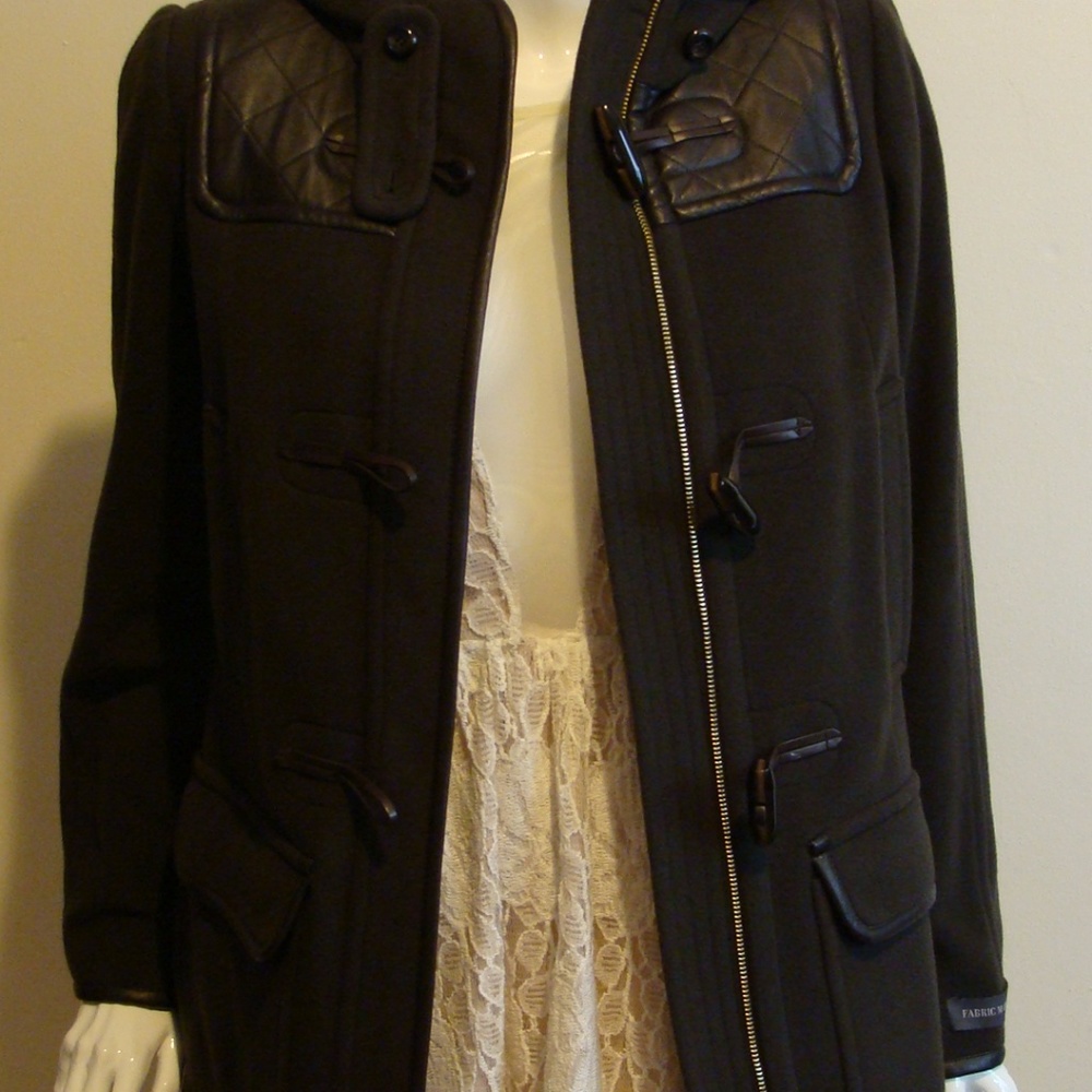 Cole Haan Hooded Duffle Quilted Yoke Coat - Picture 5 of 6
