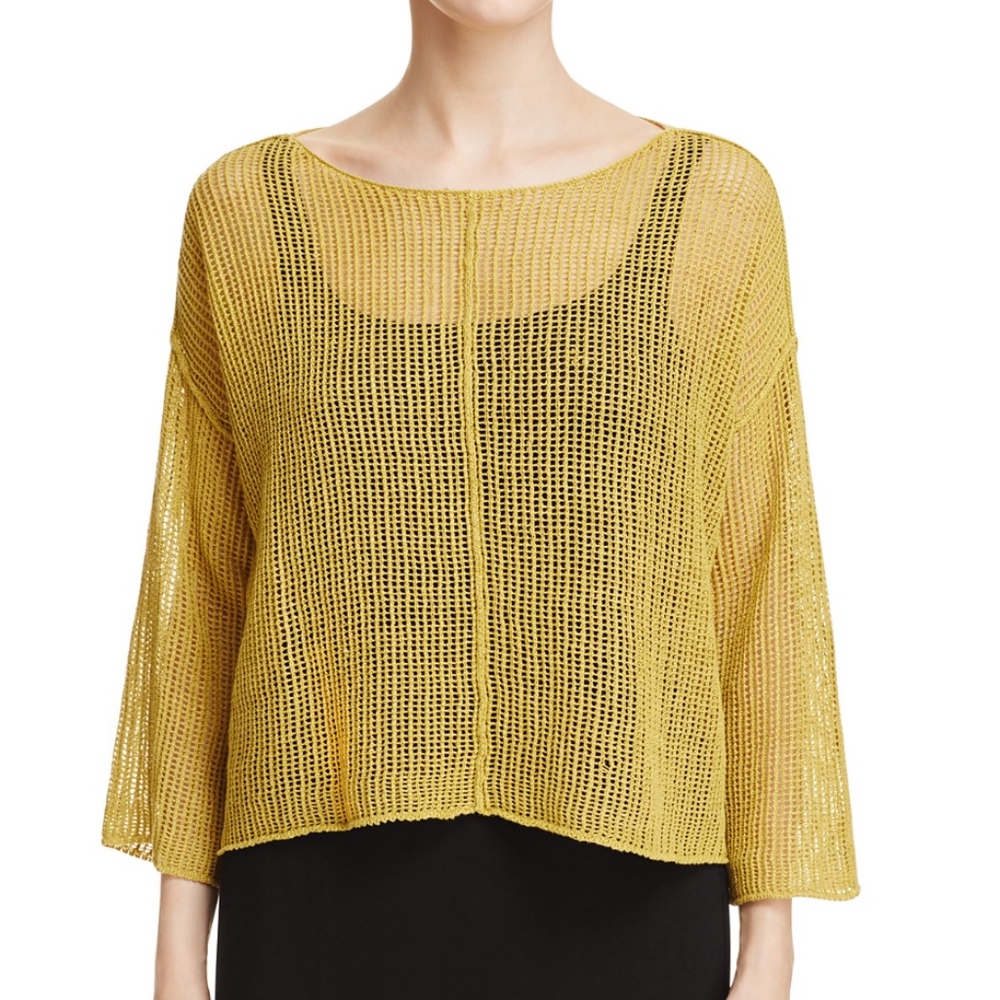 EILEEN FISHER Organic Linen Crop Sweater NWT
