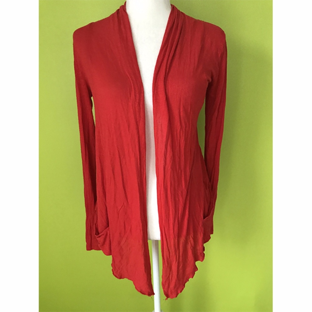 Zinga Draped Thin Open Knit Red Cardigan S