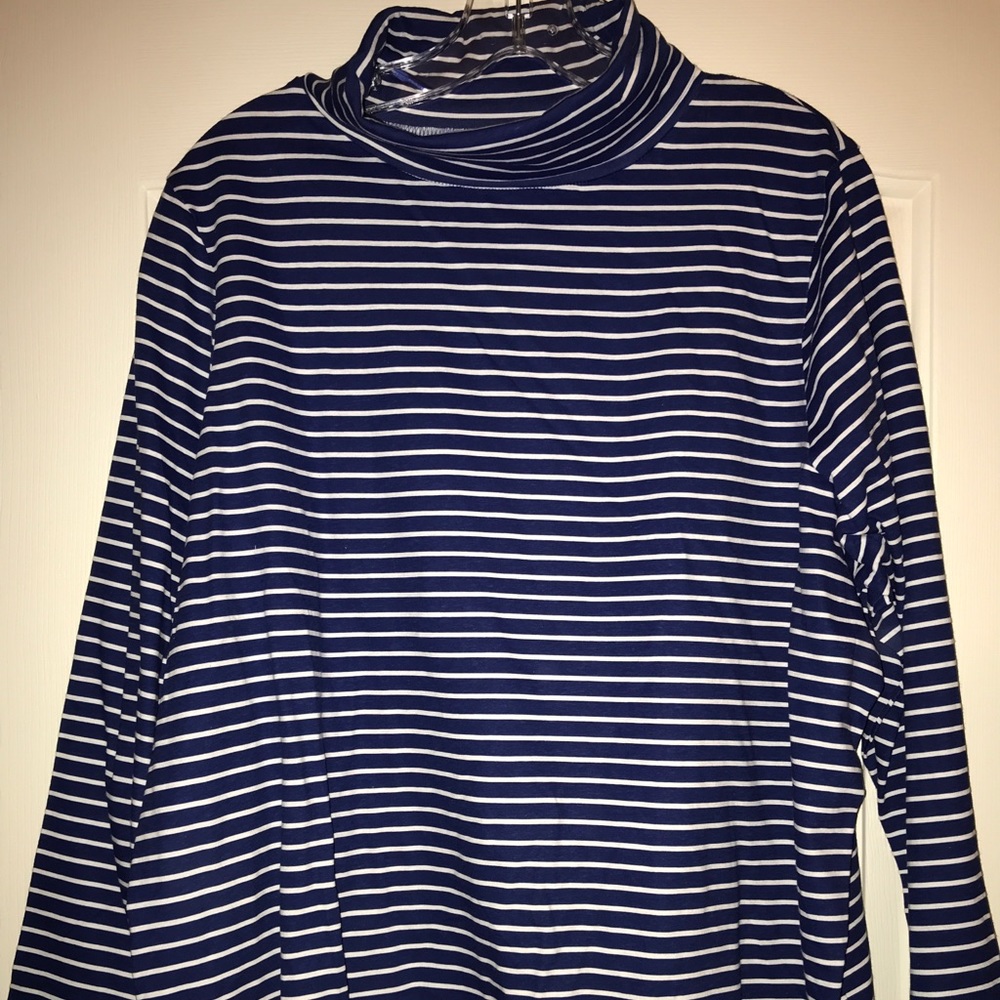 Turtle neck blouse blue and white stripe