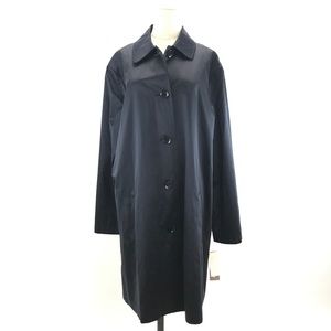 Elegant 100% Silk Navy Blue Trench Coat