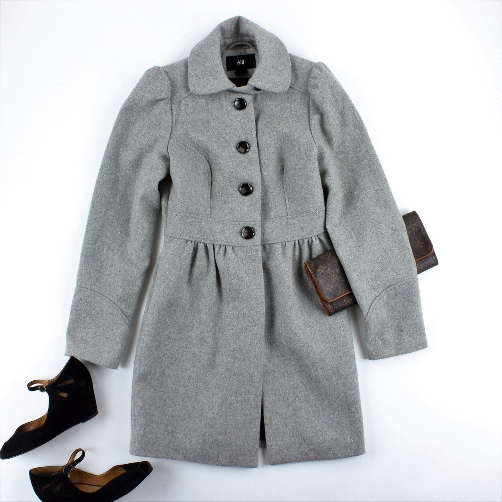 H&M grey wool blend Pea Coat