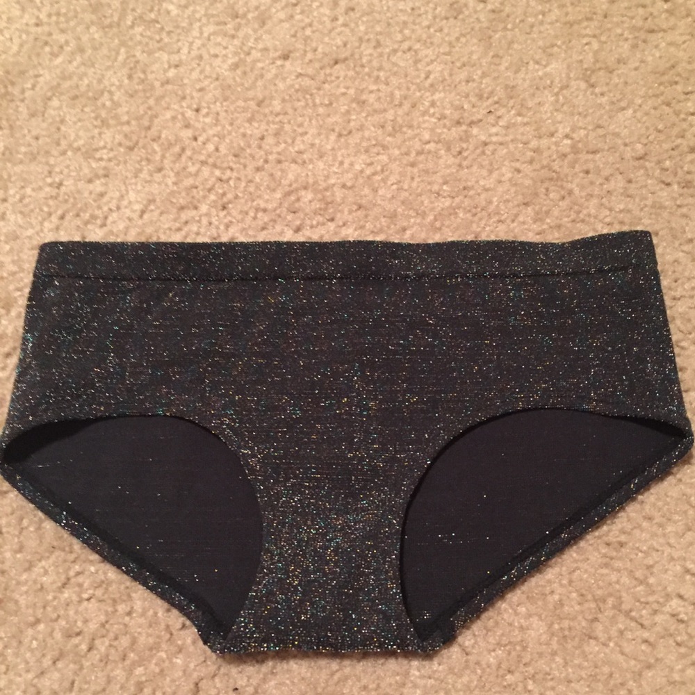 NWOT Metallic Black Hiphugger Panty