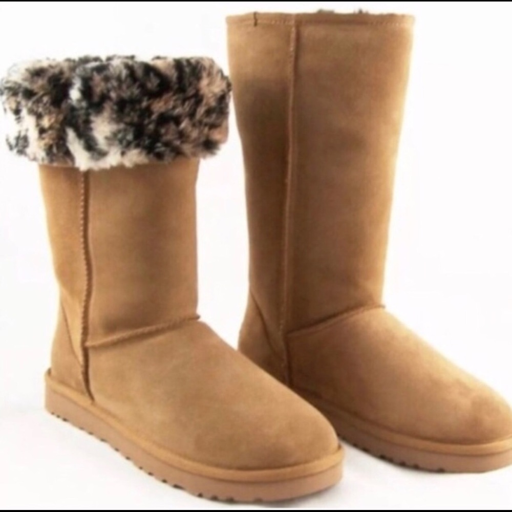 UGG classic tall animal print fur boots Sz 9 NEW - Picture 1 of 5