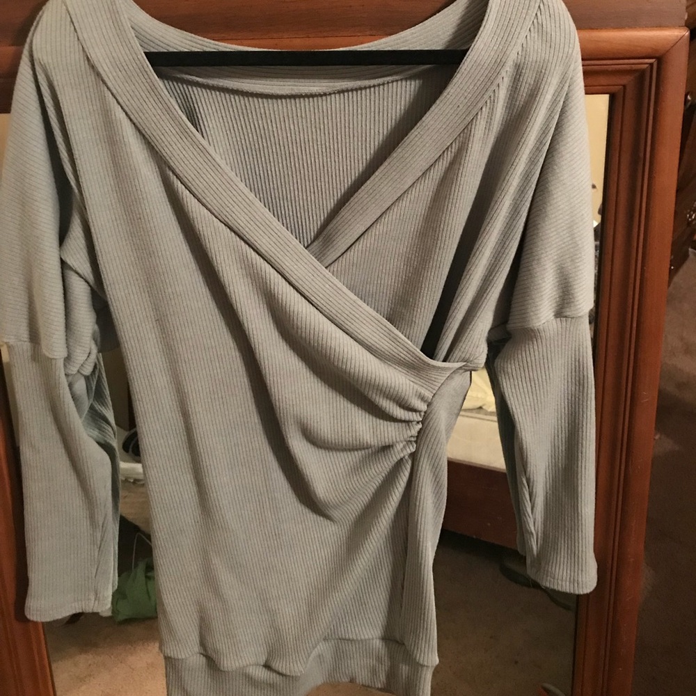 Cross over long sweater perfect over leggings