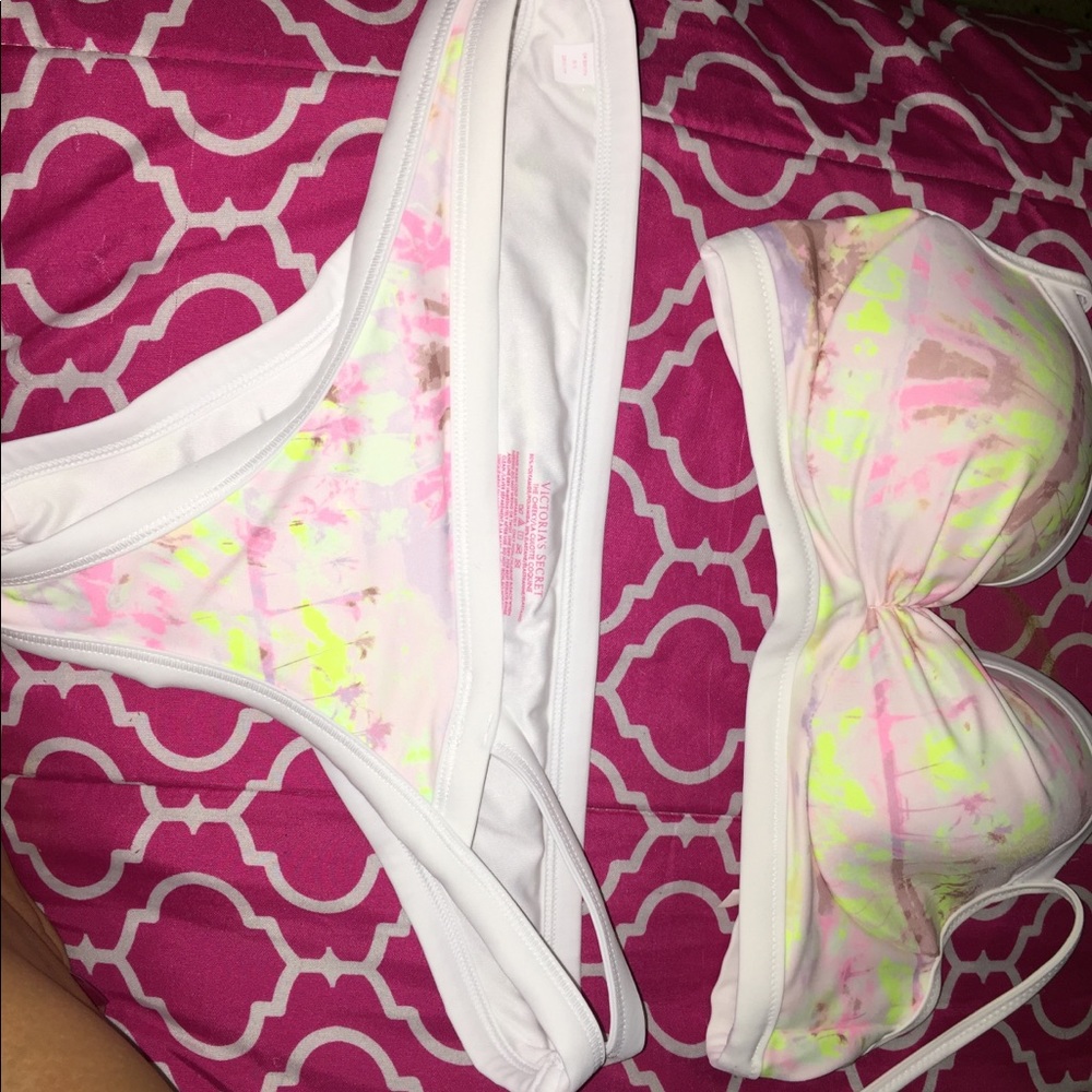 Victoria Secret white floral bikini .