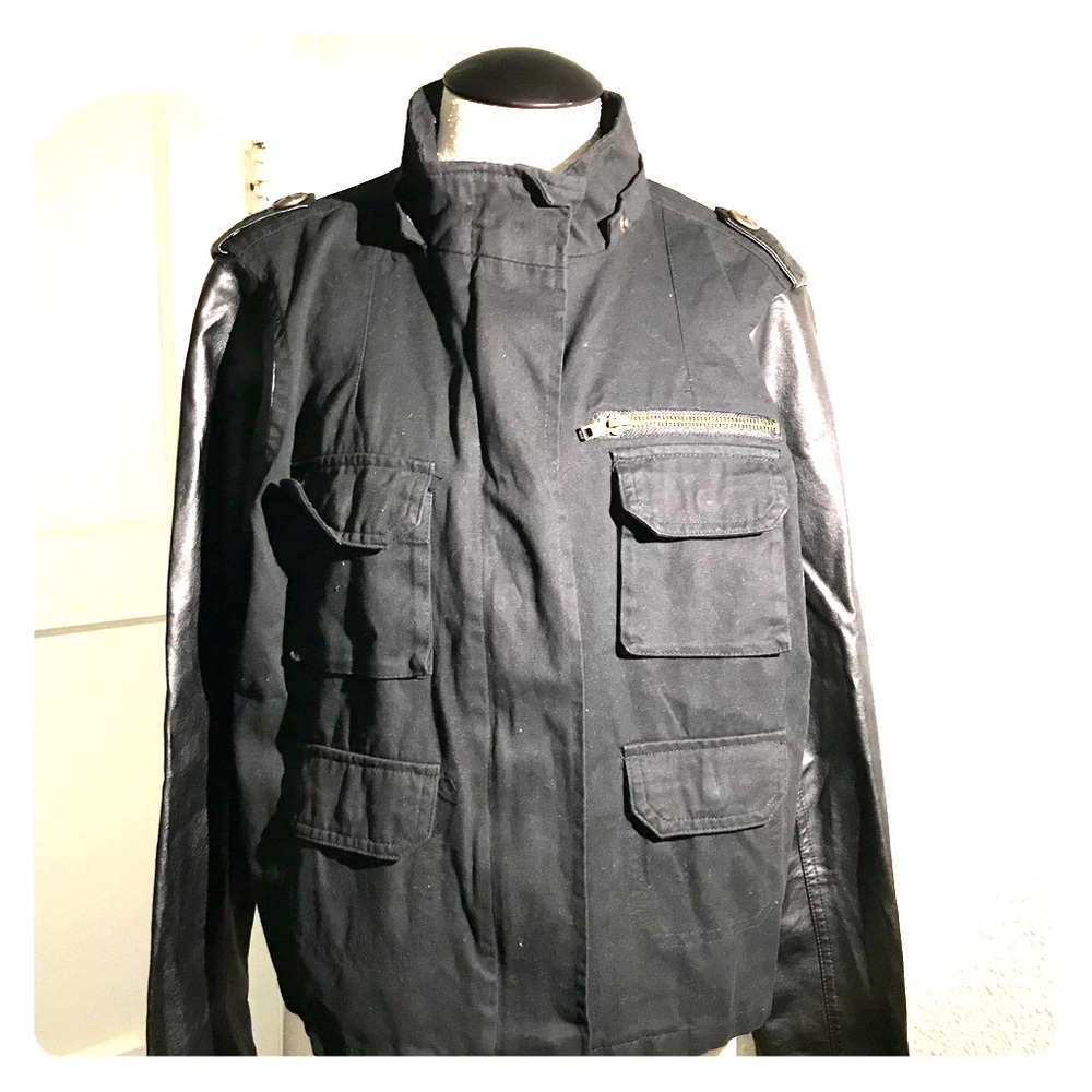 Finesse Black Cotton faux leather jacket size M