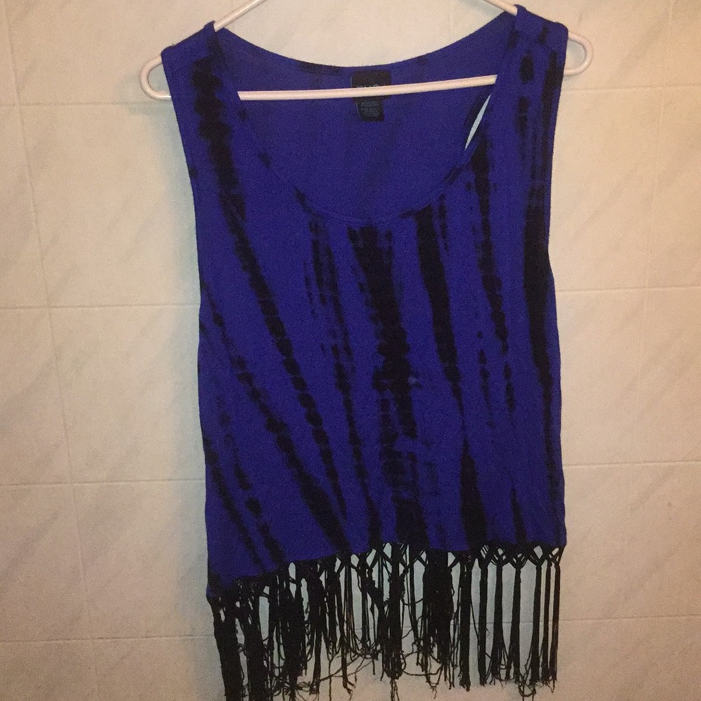 Rue 21 tie dye fringe crop top