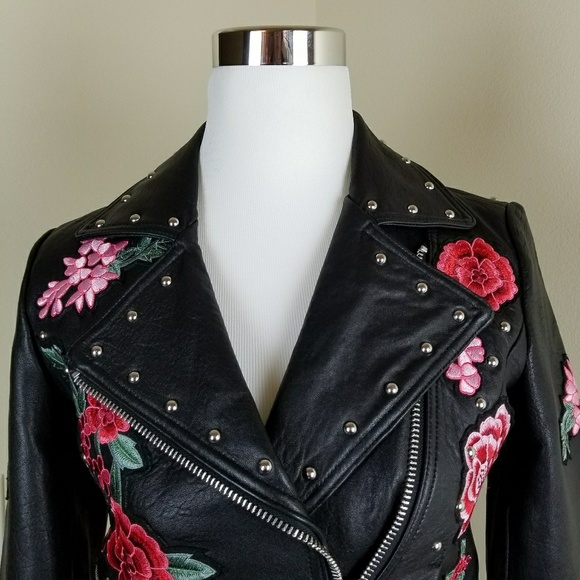 Belle Vere | Jackets & Coats | Belle Vere Embellished Studded Leather ...