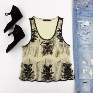 HAZEL Beaded Scoop Neck Racer Back Tank Top