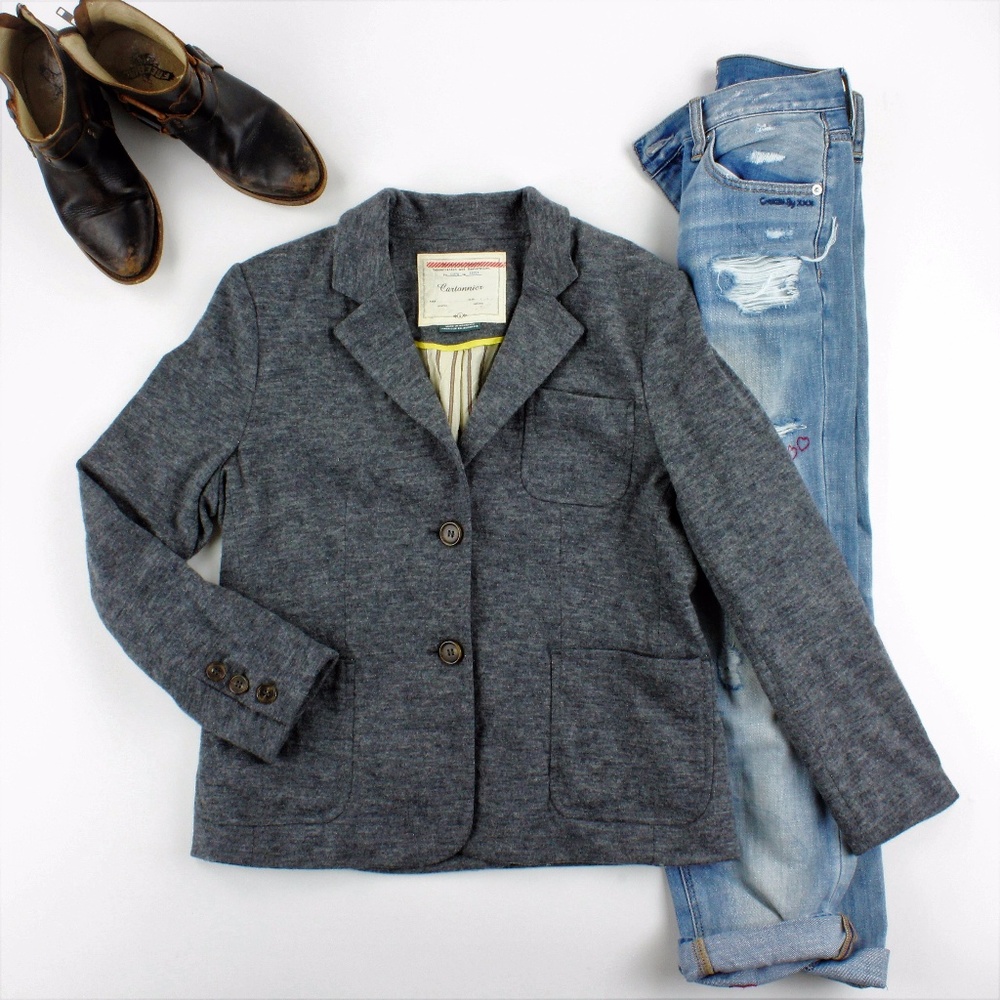 Anthropologie x CARTONNIER grey space dye BLAZER
