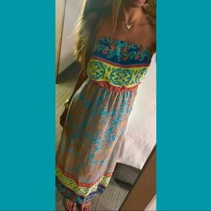 **2 for 10!** Strapless blue maxi