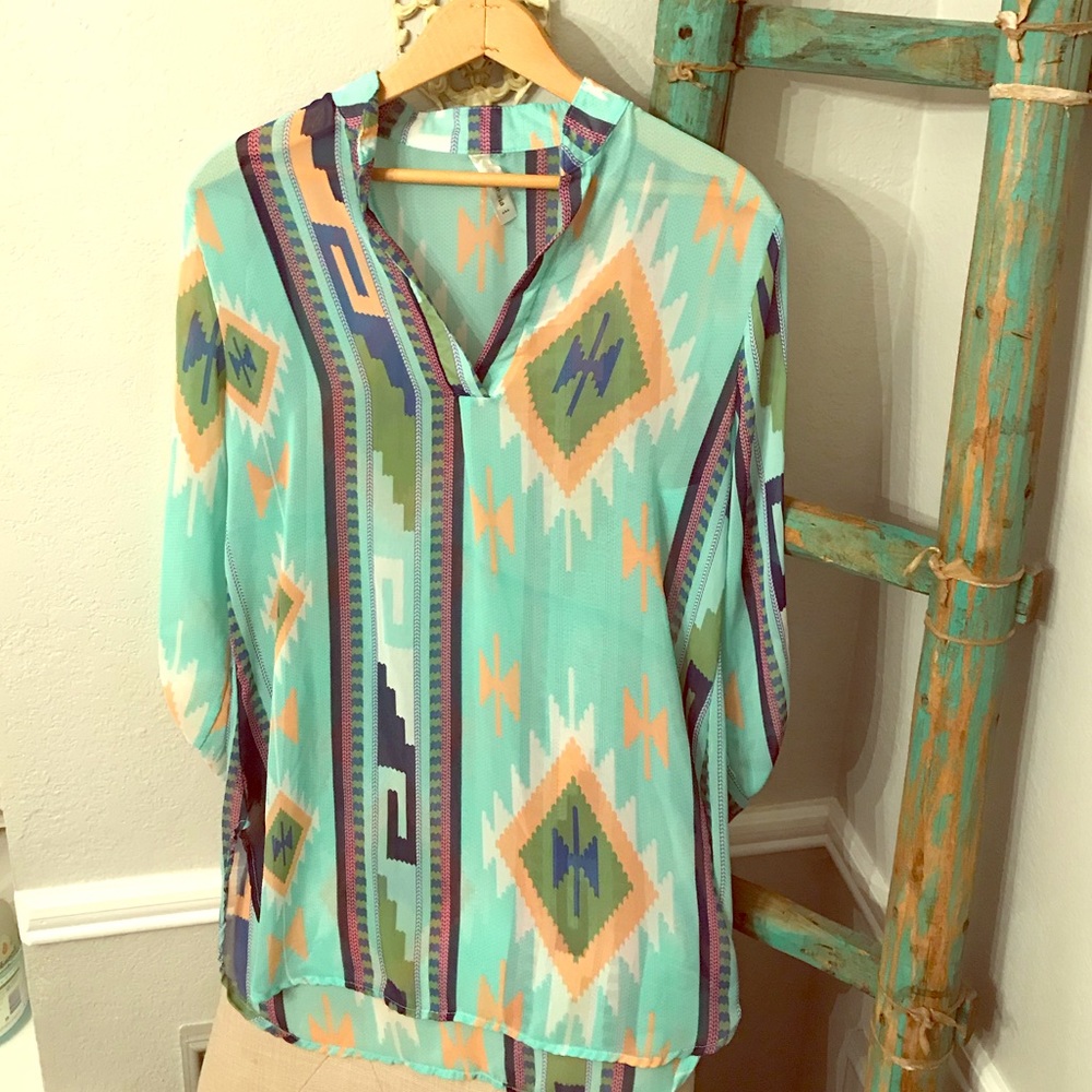 Aztec Top | Turquoise