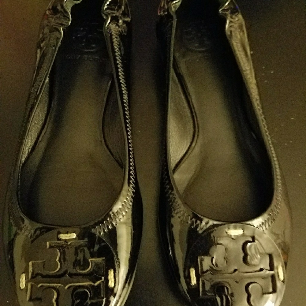 Tory Burch Reva Ballet Flats Black Leather Size 5