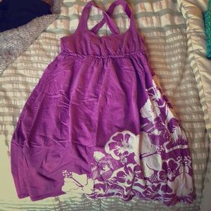 Purple/ white tropical, floral cotton dress