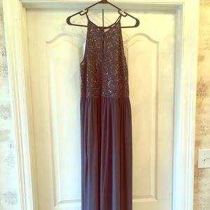 NW Woman sz 14 gray w/ sequin long evening dress