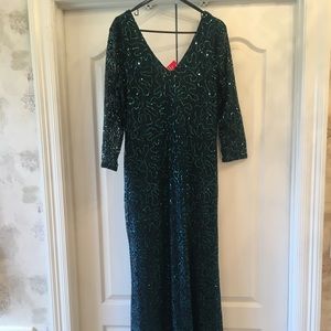Marina long sequin dress turquoise sz 16