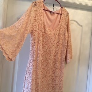 Short flirty champagne lace dress 3x