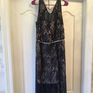 Long navy sheer dress