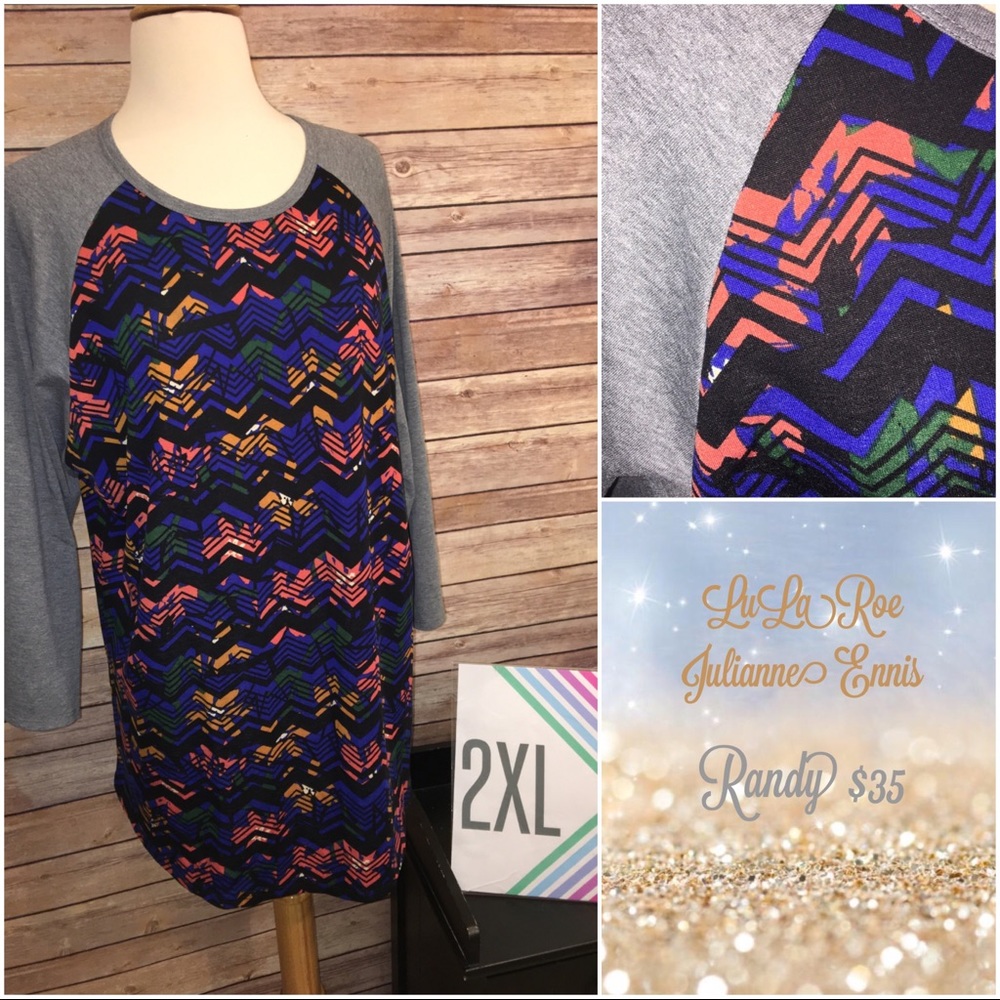 BNWT LULAROE RANDY BASEBALL TEE 3/4 SLEEVE 2XL
